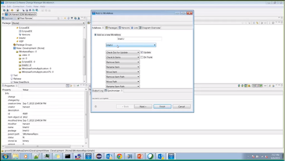 screenshot of CA Harvest Software Change Manager